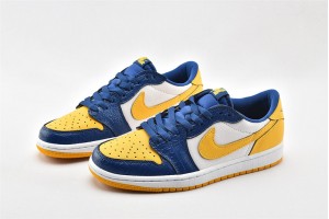 Air Jordan 1 Retro Low Michigan PE Yellow Blue White CZ6909 200 Womens And Mens Shoes  